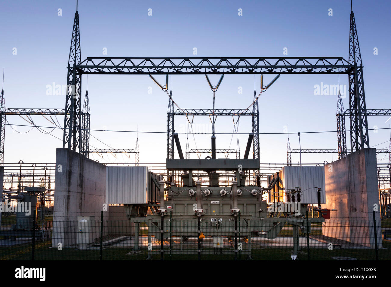 Transformer station of RWE Power, Umspannwerk Osterath Stock Photo