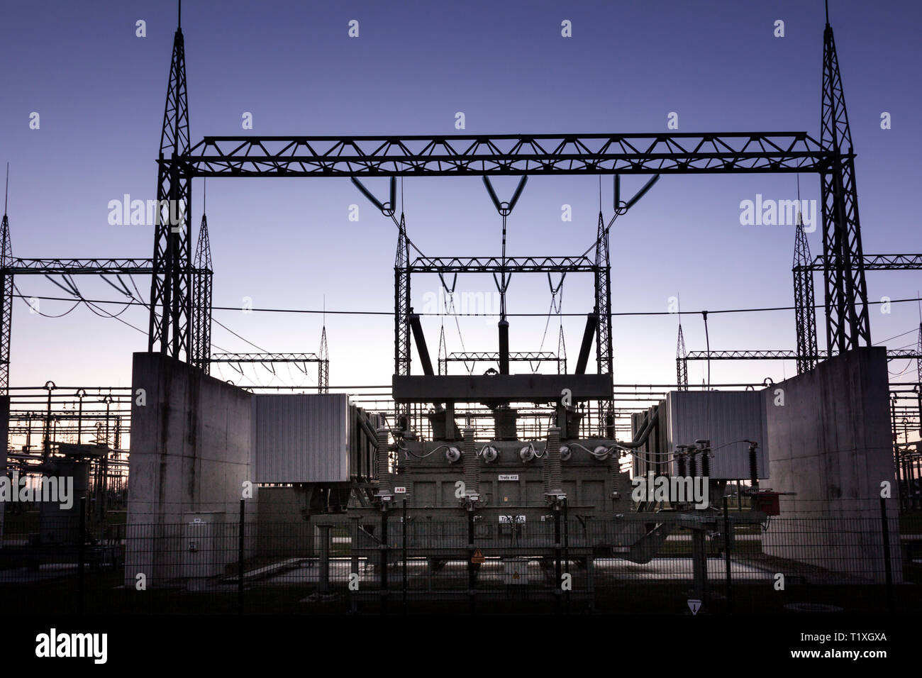 Transformer station of RWE Power, Umspannwerk Osterath Stock Photo