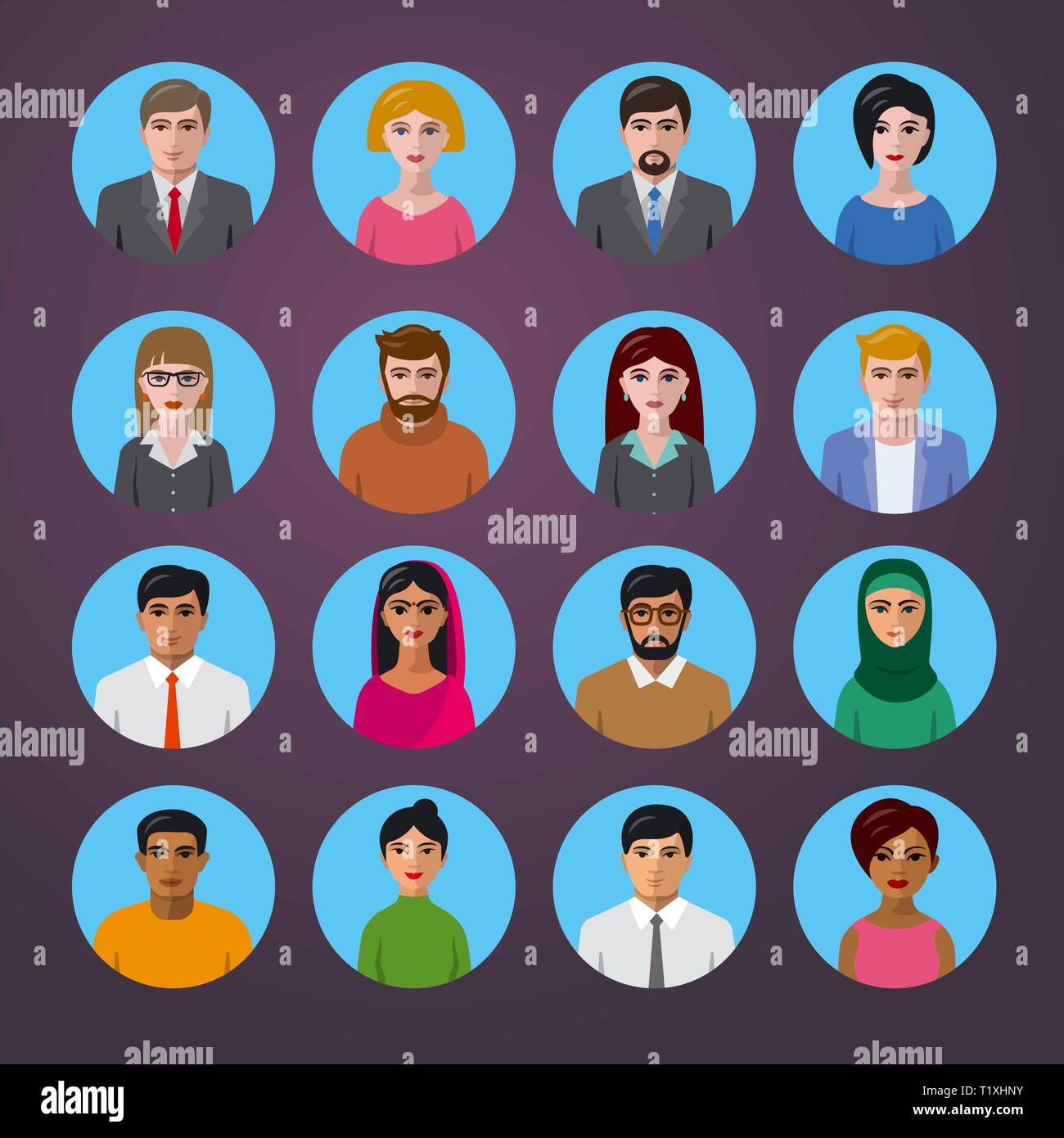 illustration of international avatars icons for social media Stock ...