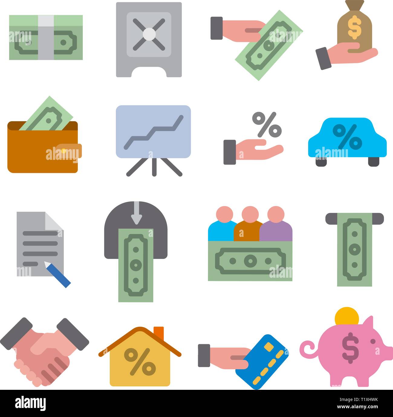 illustration of business and finance flat icon set Stock Vector Image ...