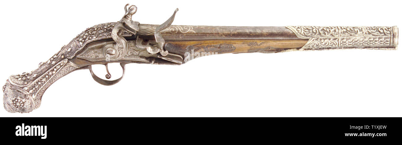Small arms, pistols, flintlock pistol, calibre 15 mm, Balkan-Turkish, 19th century, Additional-Rights-Clearance-Info-Not-Available Stock Photo