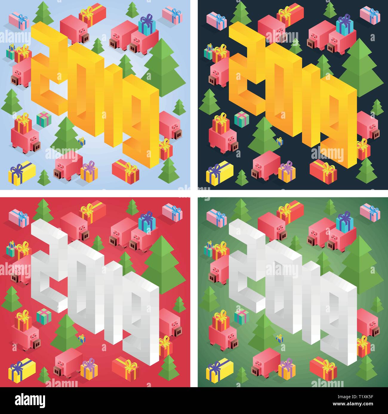 Happy new year 2019 isometric text design - vector illustration Stock ...