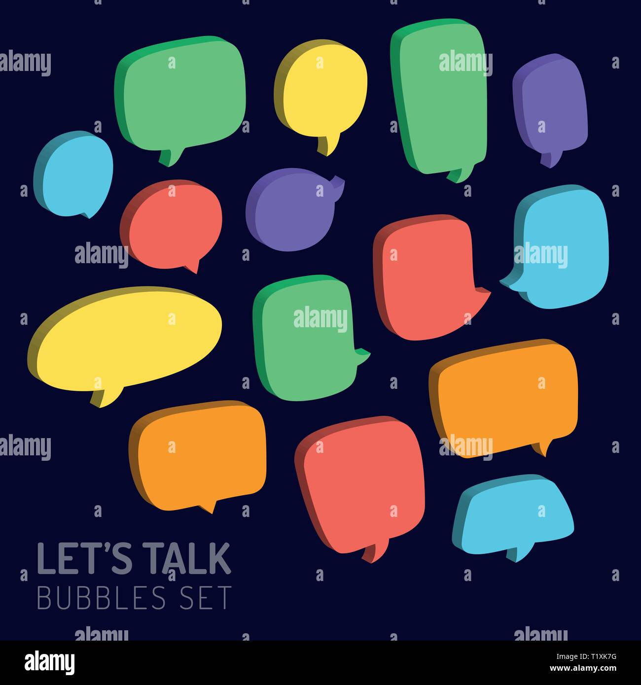 Speech Bubble 3d Talk Traditional Doodle Icons Sketch Hand Made Design ...