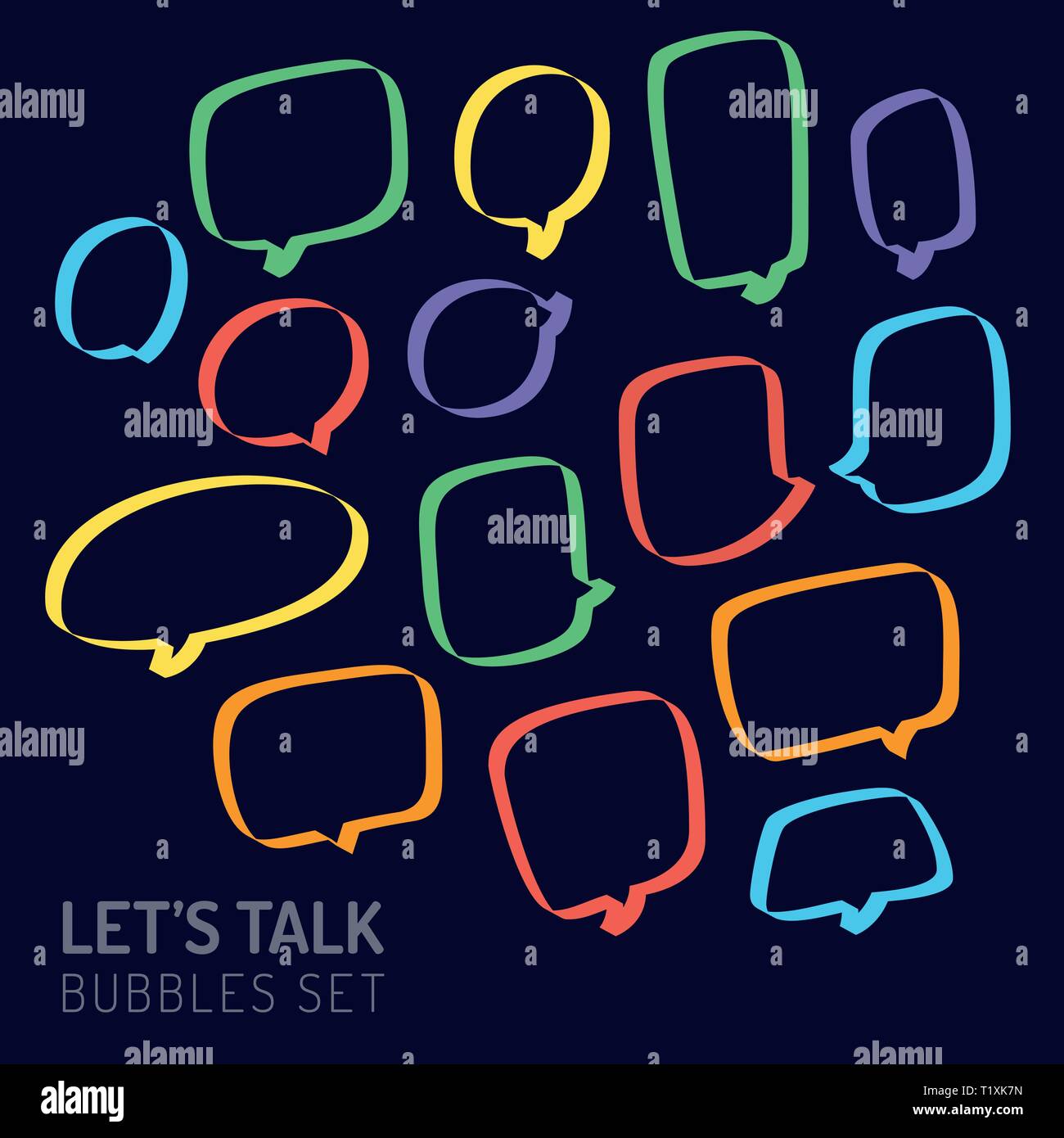 Speech Bubble Talk Traditional Doodle Icons Sketch Hand Made Design ...
