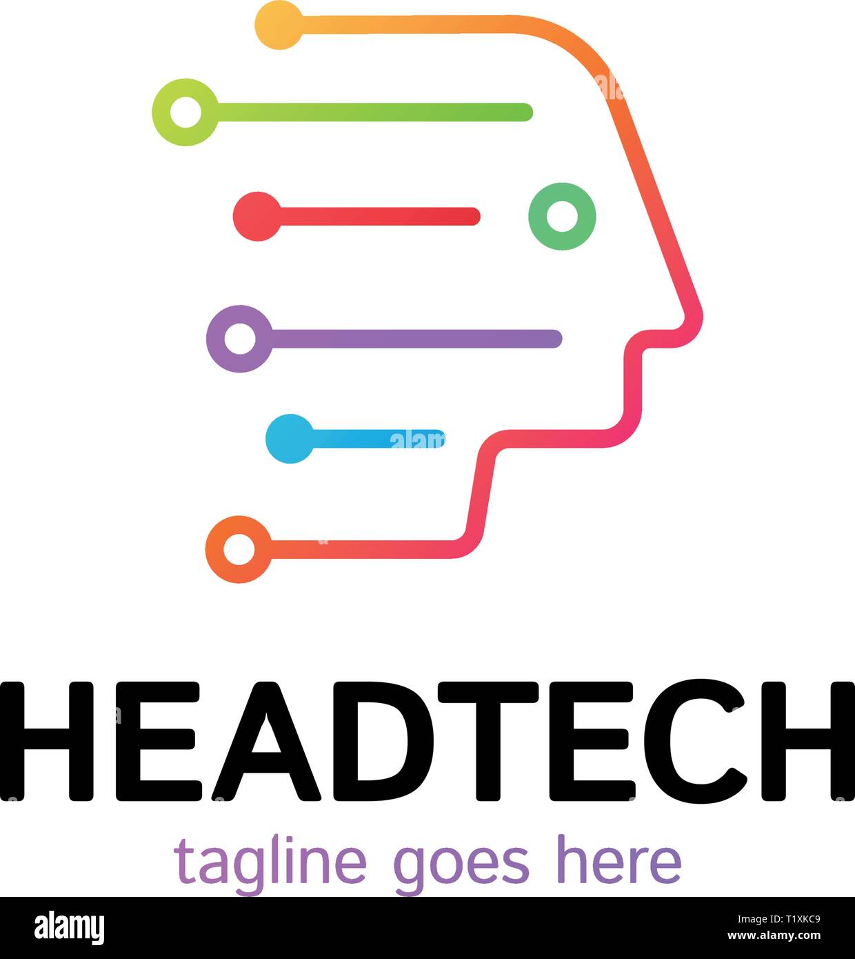 Head Tech logo, Robotic Technology Logotype template designs vector illustration Stock Vector