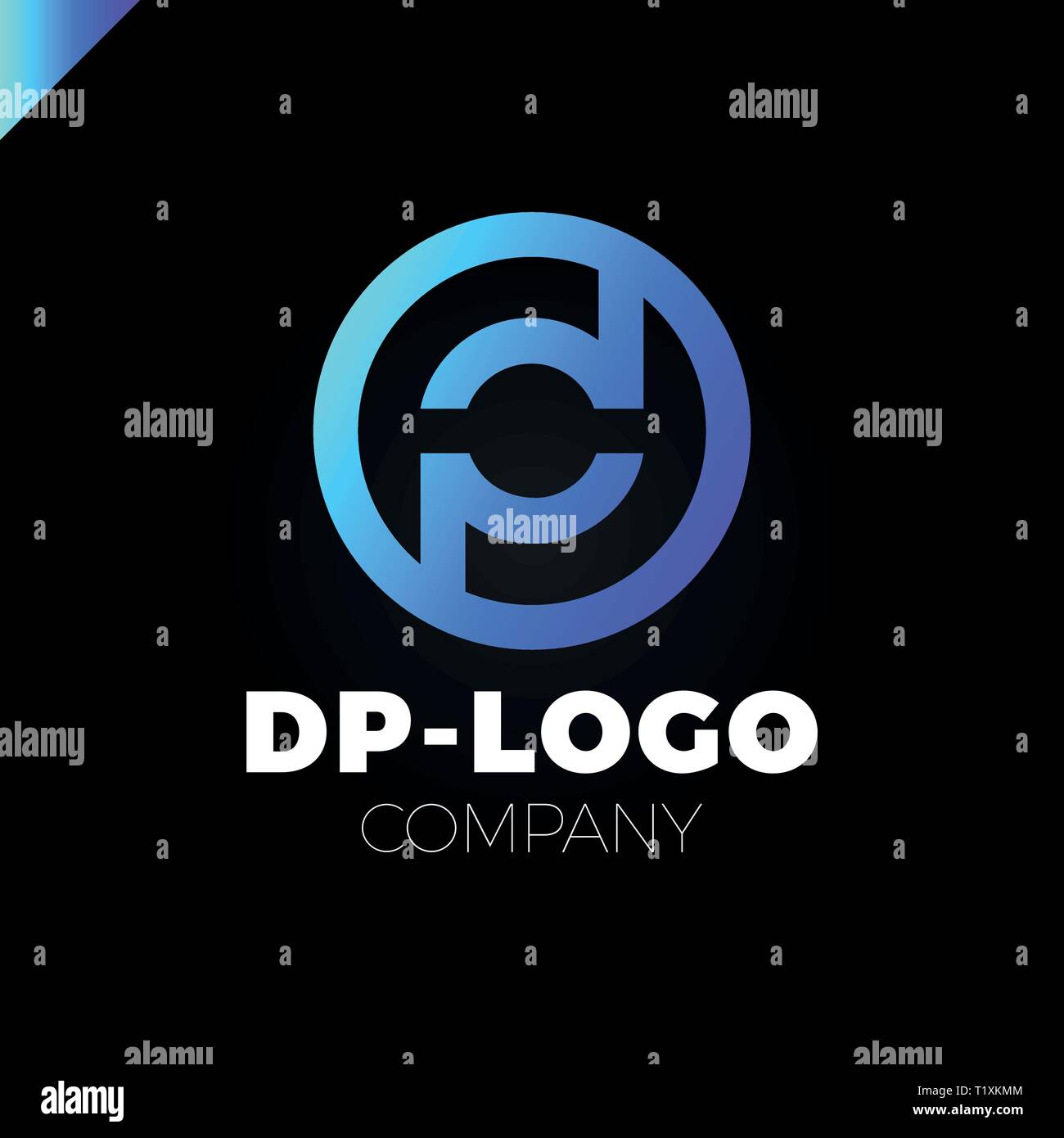 Letter D and letter P logo. pd, dp initial overlapping in circle. Stock Vector