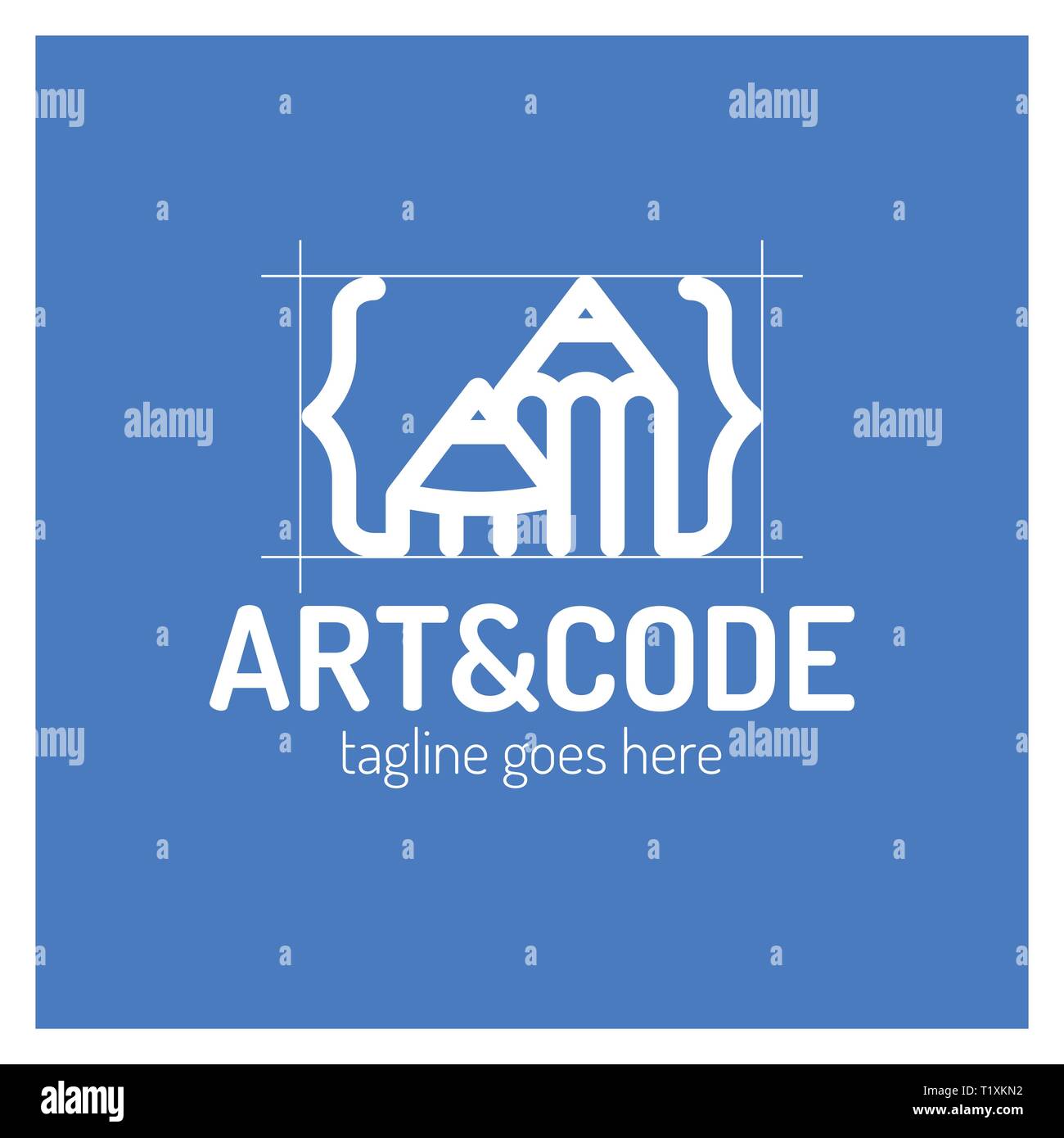 Two pencil with coding symbol. Arrow up pen design studio Stock Vector