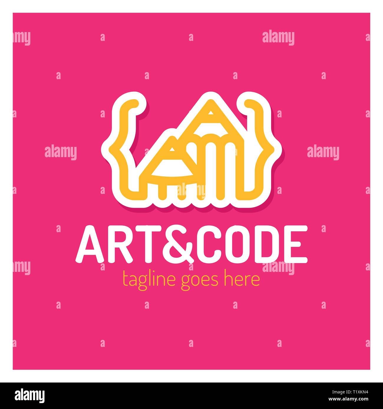 Two pencil with coding symbol. Arrow up pen design studio Stock Vector