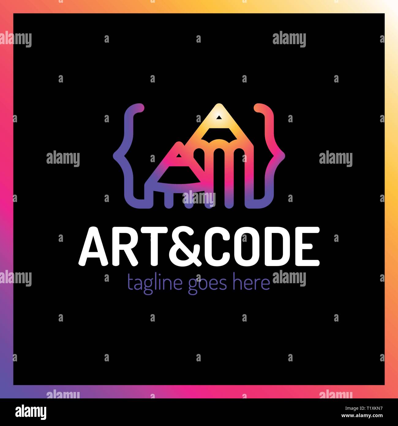 Two pencil with coding symbol. Arrow up pen design studio Stock Vector