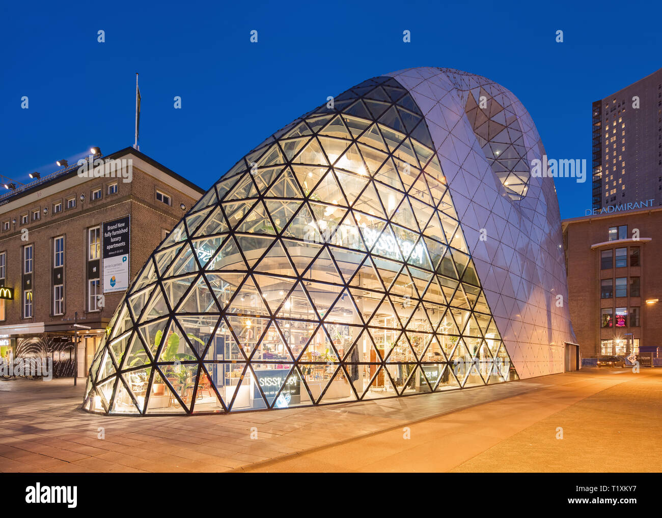 The organic shaped Blob building, a futuristic design by architect Massimiliano Fuksas. It is a landmark in Eindhoven. Stock Photo