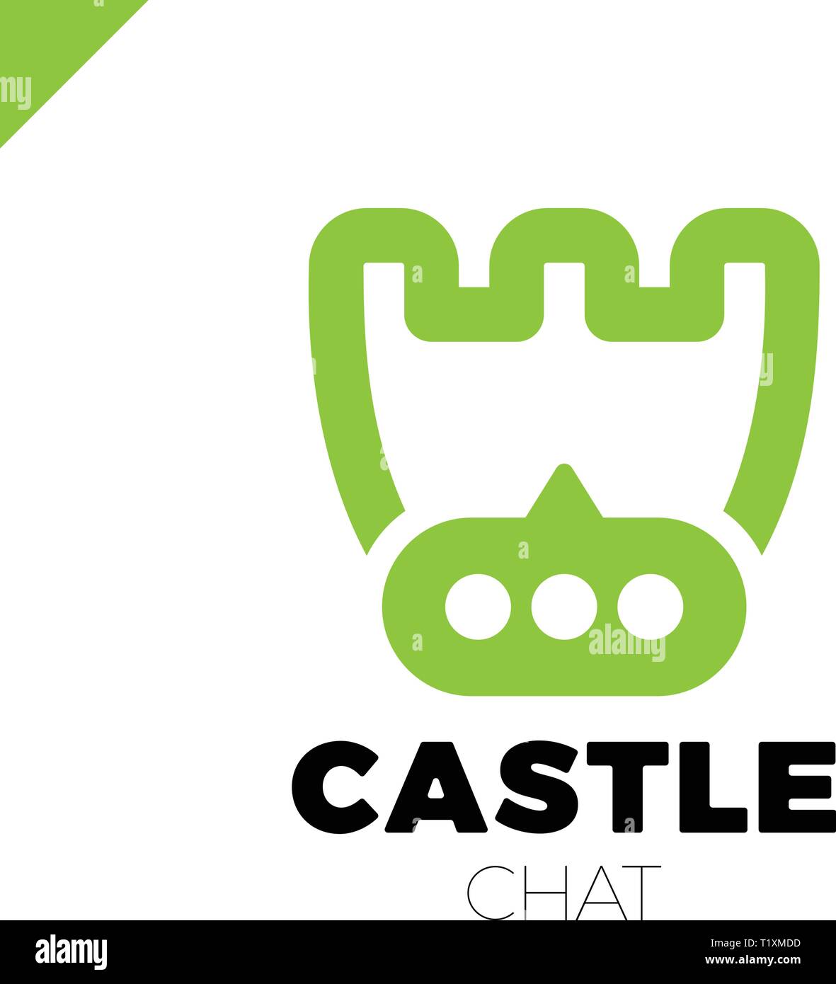 Castle shield simple minimalist logotype. Secure and protect chat Mark. Stock Vector