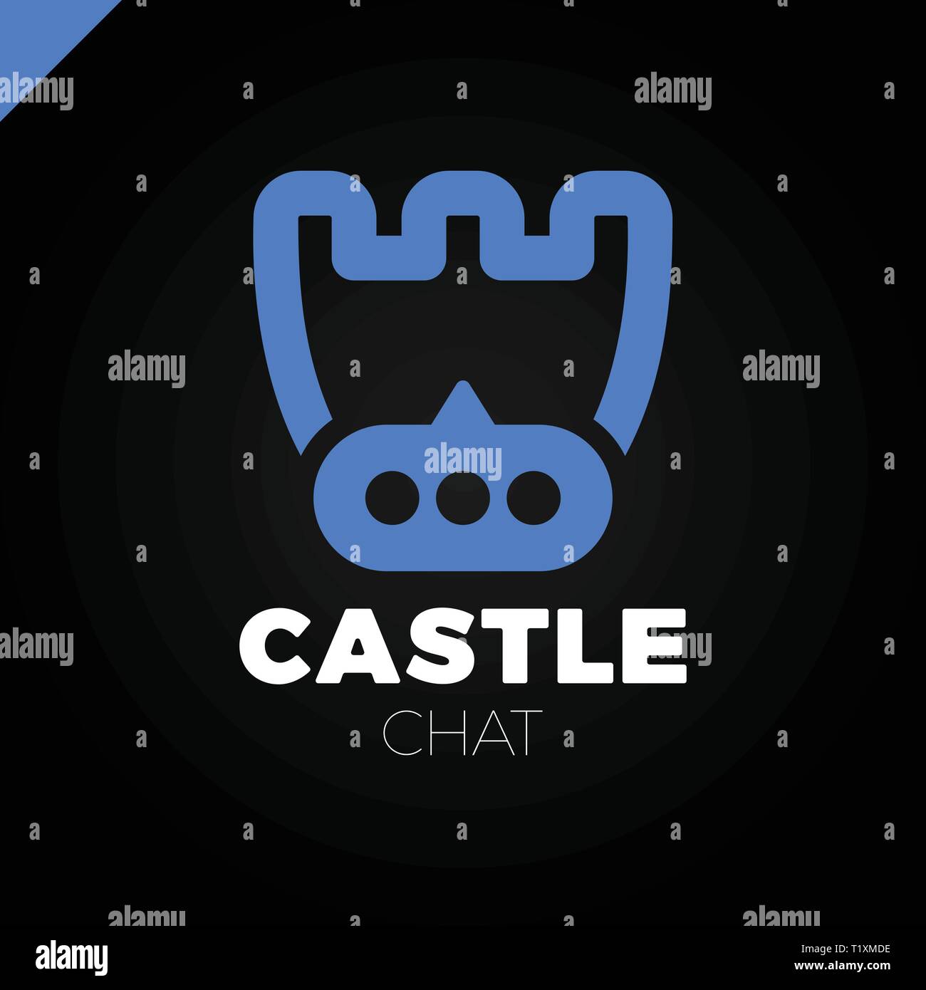 Castle shield simple minimalist logotype. Secure and protect chat Mark. Stock Vector