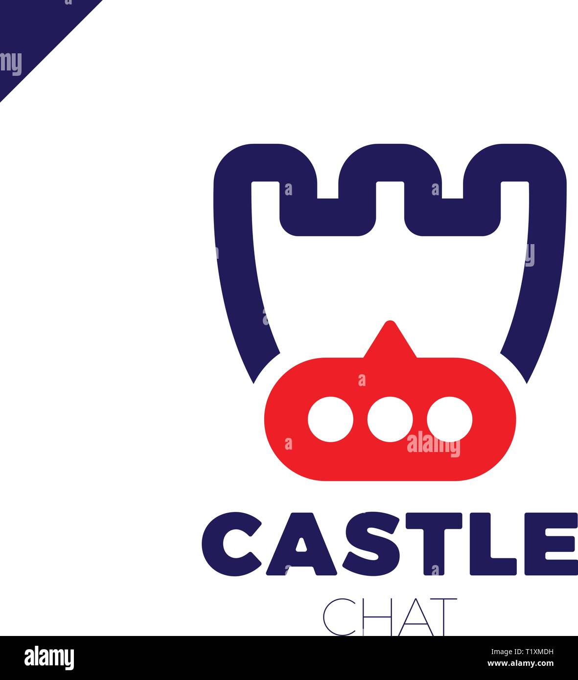 Castle shield simple minimalist logotype. Secure and protect chat Mark. Stock Vector