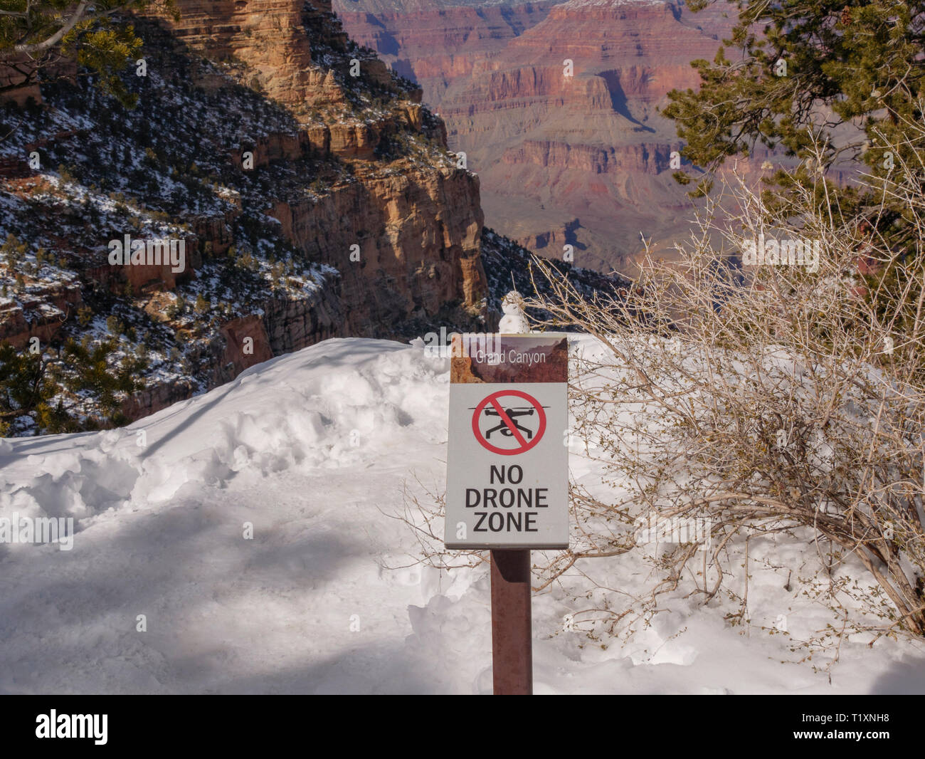 No drone zone sign. Grand Canyon National Park, Arizona. Stock Photo