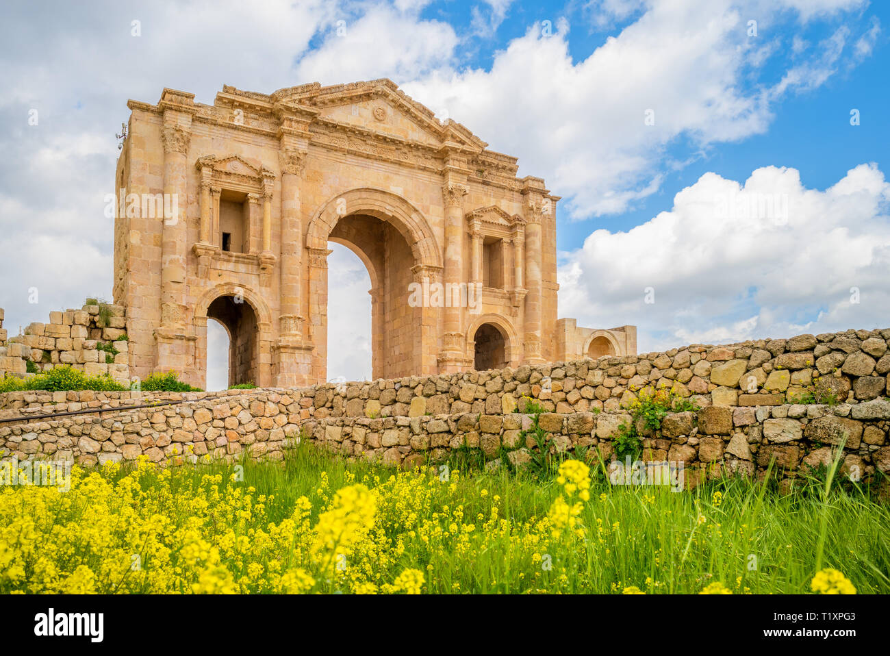 Arch of Hadrian, gate of jerash, amman, Jordan Stock Photo