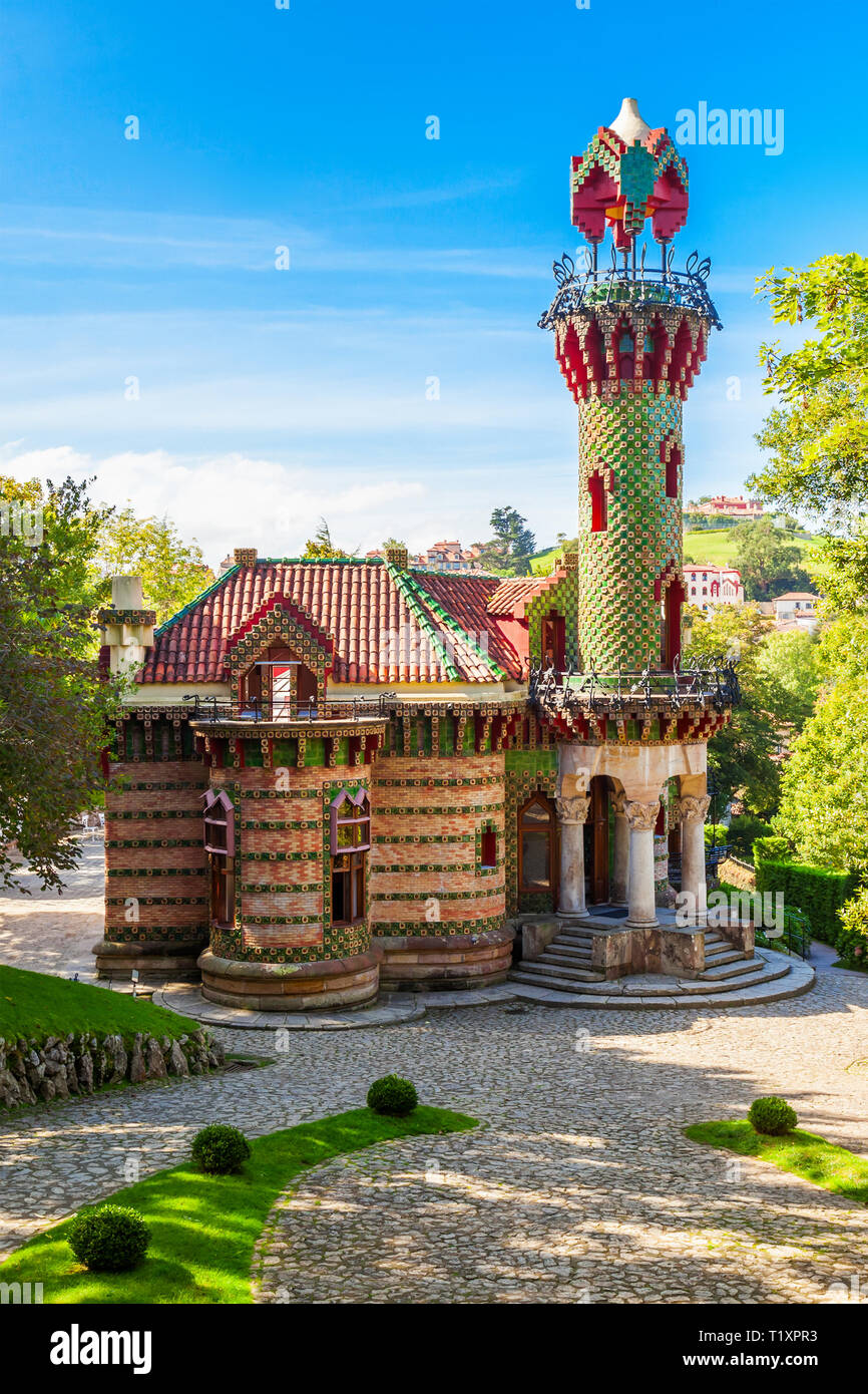 El Capricho is a building, designed by Antoni Gaudi, located in in Comillas in Cantabria region of Spain Stock Photo