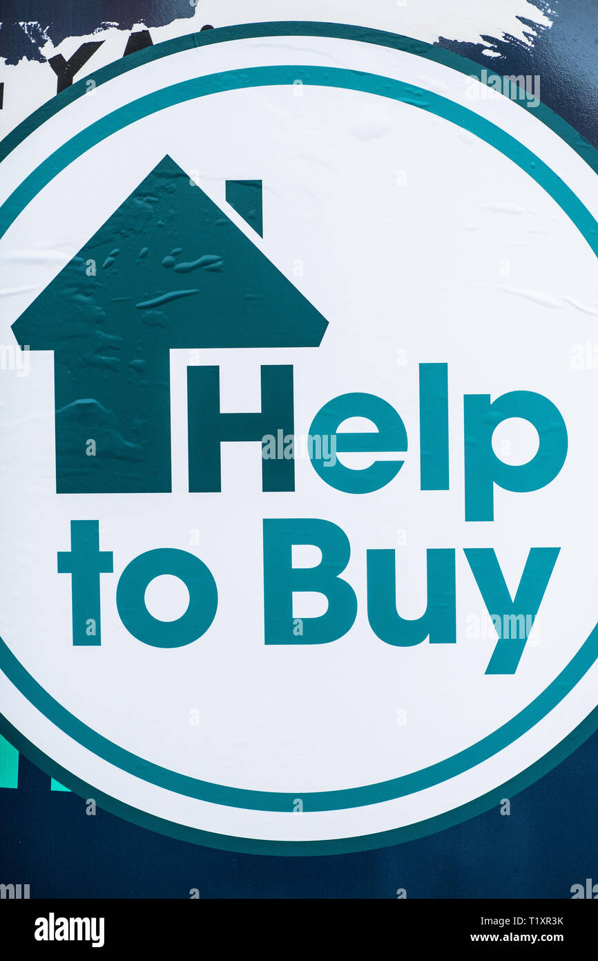 Help to Buy sign. Manchester, UK. Stock Photo