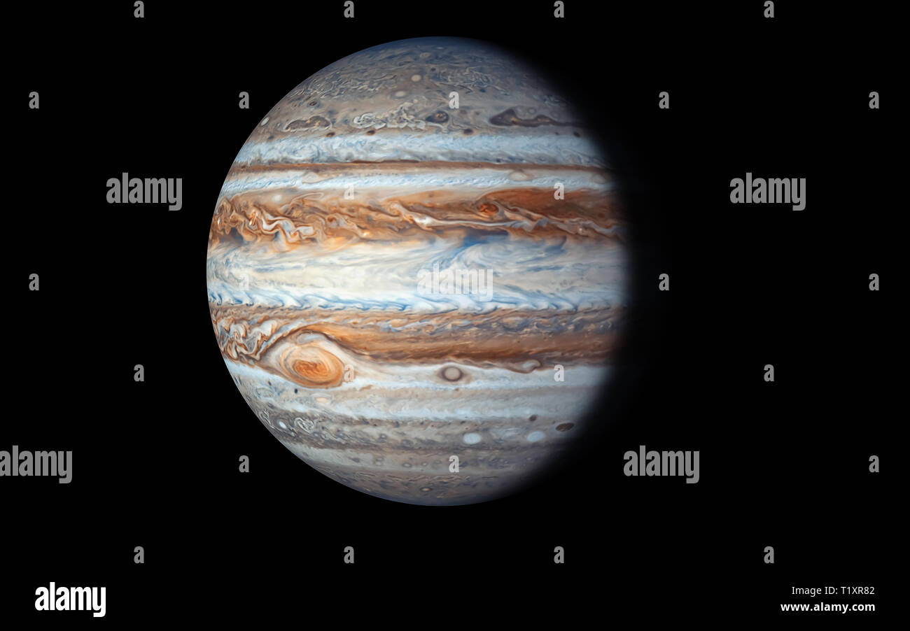 Jupiter Planet isolated in black, Elements of this image furnished by NASA Stock Photo