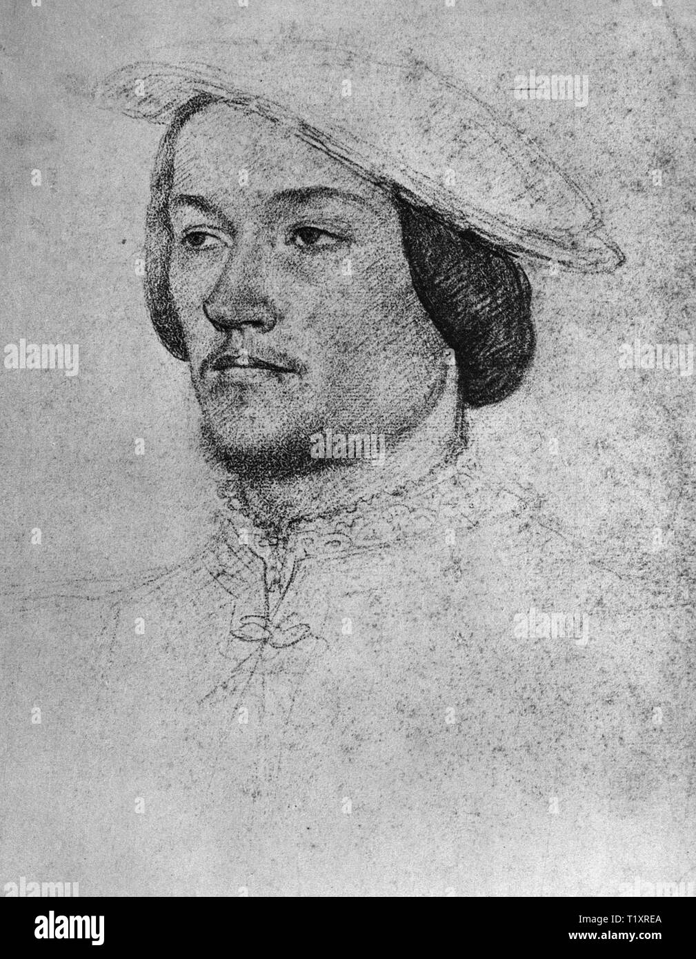 fine arts, Jean Clouet (1480 - 1541), drawing, Jean de Brosse, called Jean de Bretagne, Duc d'Etampes, portrait, 1540, Musee Conde, Chantilly, Additional-Rights-Clearance-Info-Not-Available Stock Photo