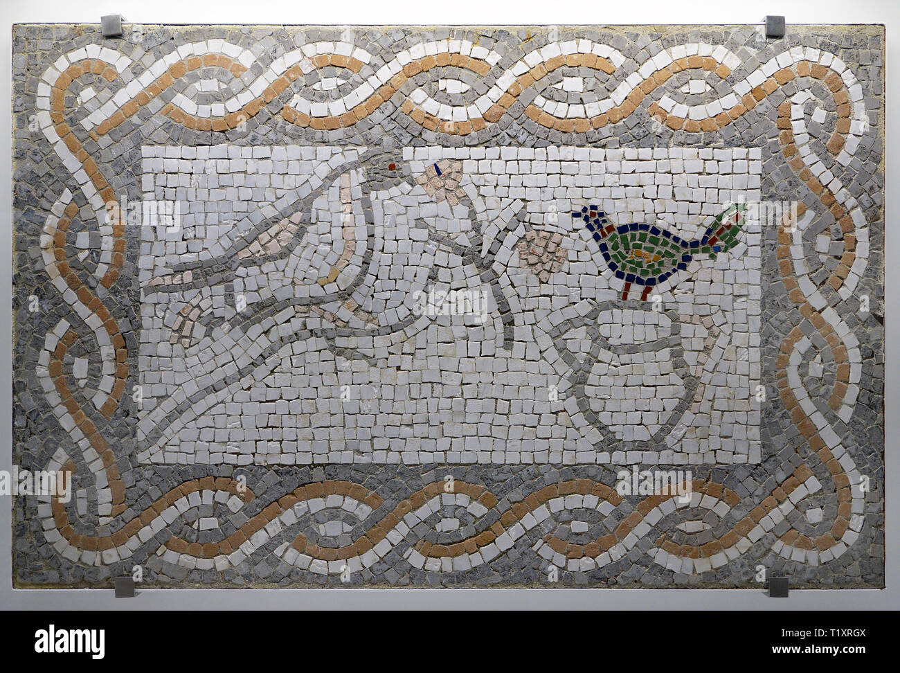 Mosiaco de los Pájaros.Siglo V.Faro de Torrox.Mosiac of the Birds 5th Century Malaga province Spain Stock Photo