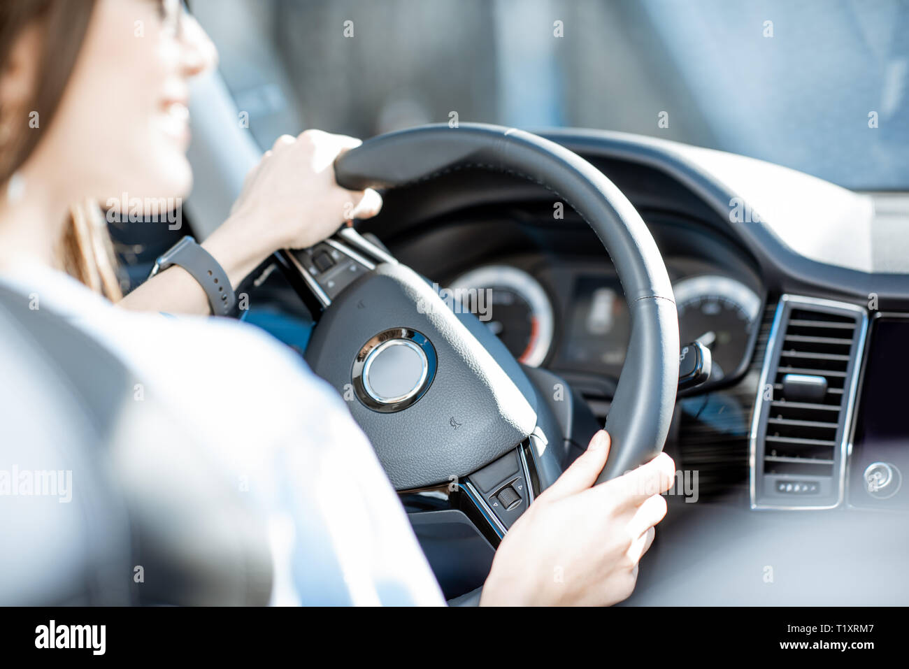 Driving view steering wheel hi-res stock photography and images - Alamy