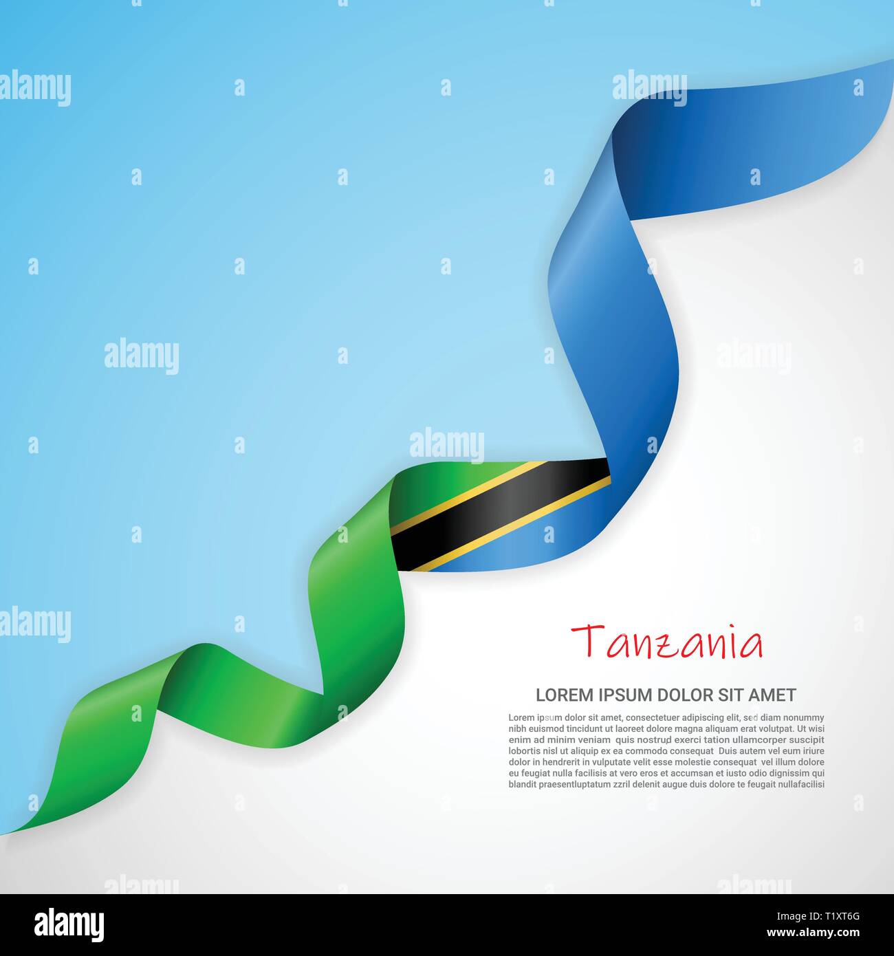 Vector banner in white and blue colors and waving ribbon with flag of ...