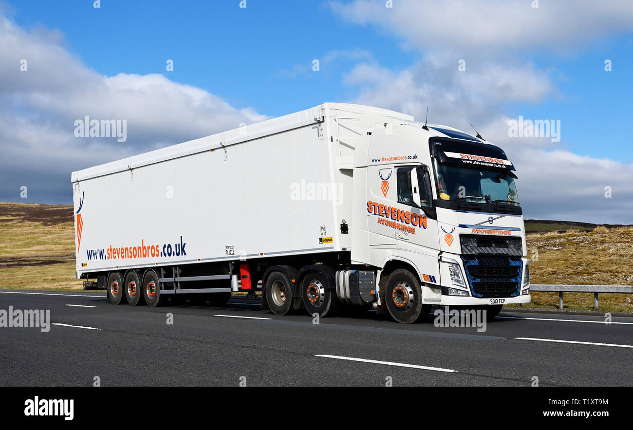 Stevenson Bros.Avonbridge HGV. M6 Motorway, Southbound, Shap, Cumbria, England, United Kingdom, Europe. Stock Photo