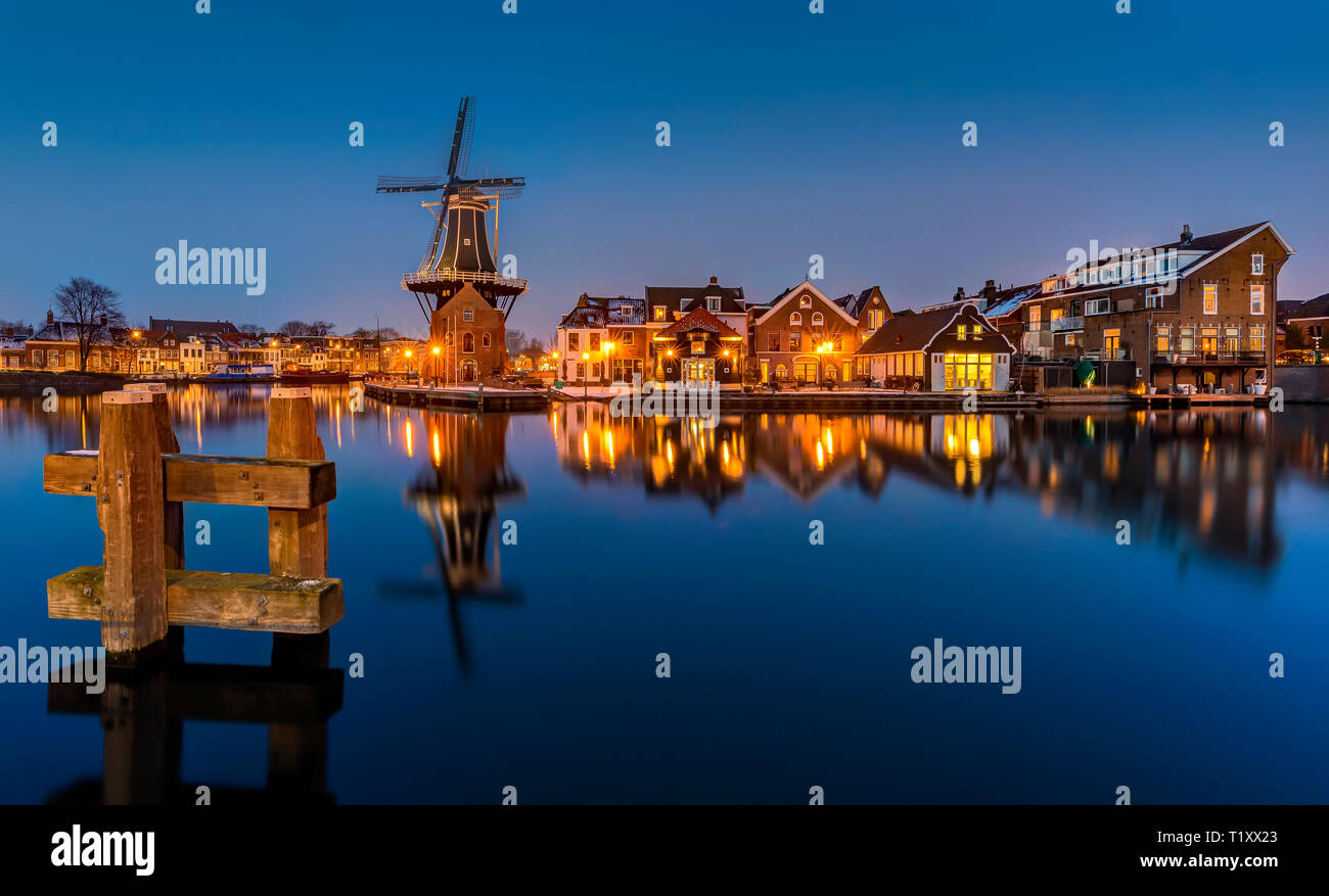 Evening view of the Adriaan windmill in Haarlem, Netherlands Stock Photo