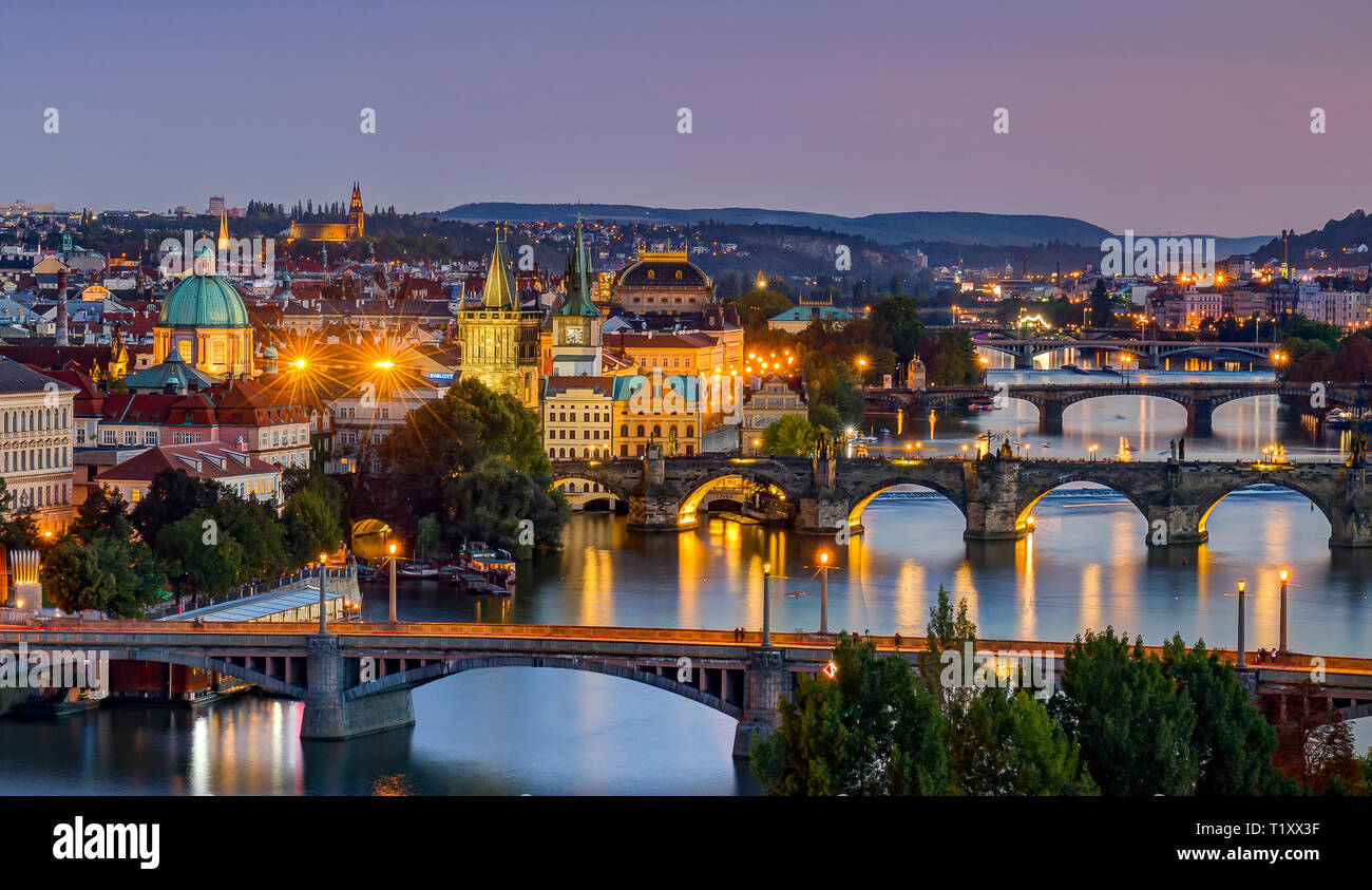Overview of the beautiful city of Prague, Czech Republic. Stock Photo