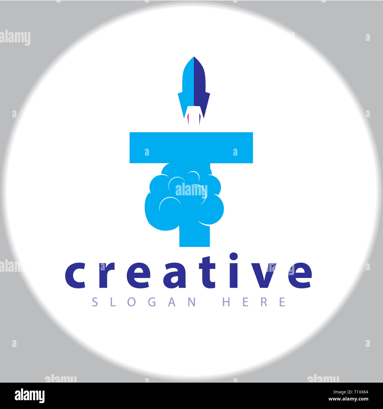 T Letter Rocket logo icon vector template Stock Photo