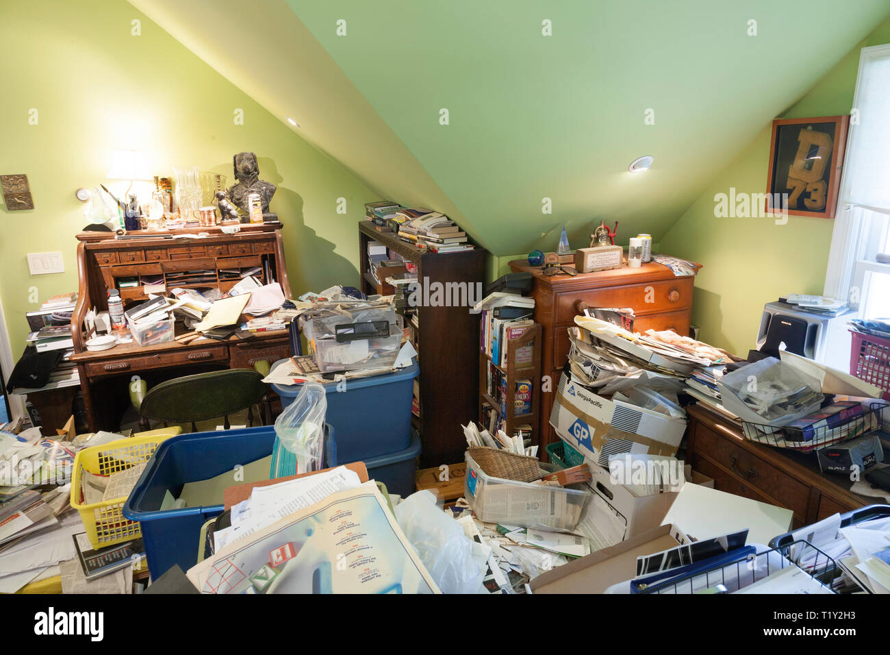 Hoarder's Messy Home Office, USA Stock Photo Alamy