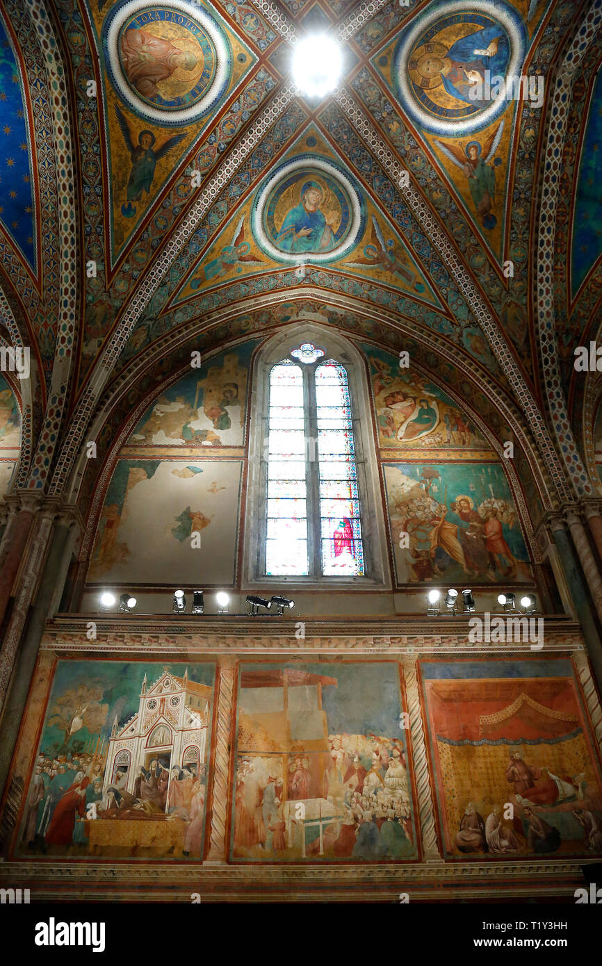 The upper basilica, frescoed by Cimabue Assisi March 29th 2019. The ...