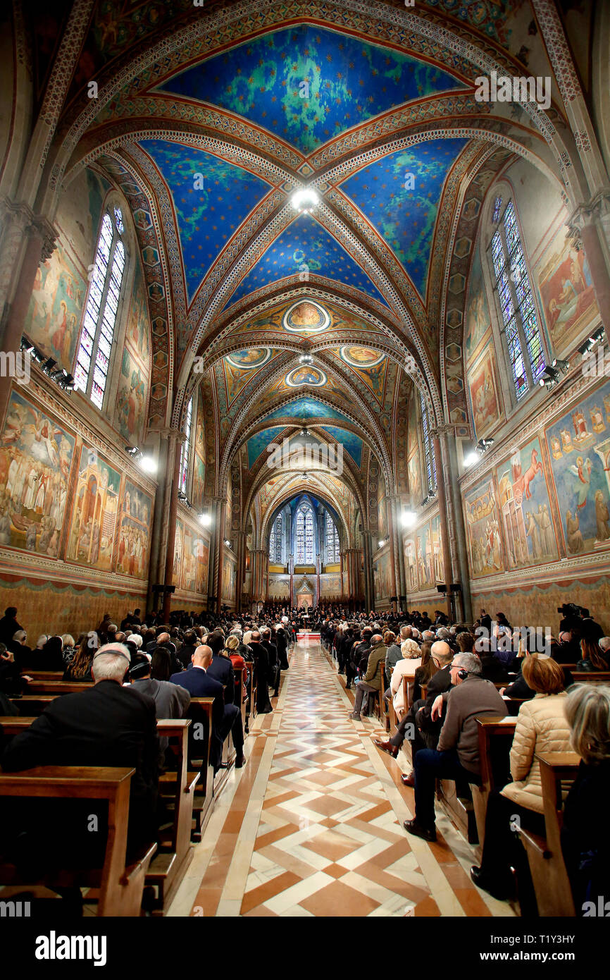 The upper basilica, frescoed by Cimabue Assisi March 29th 2019. The