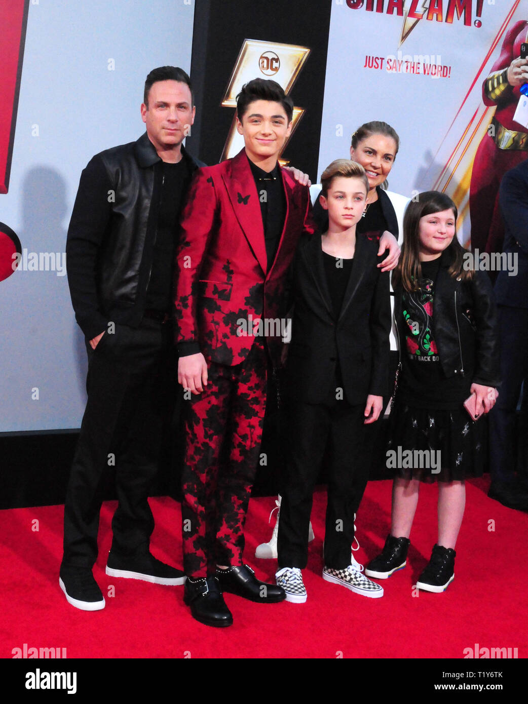 Los Angeles Ca March 28 Actor Asher Angel And Family Attend The World Premiere Of Warner Bros Pictures And New Line Cinema S Shazam On March 28 19 At Tcl Chinese Theatre