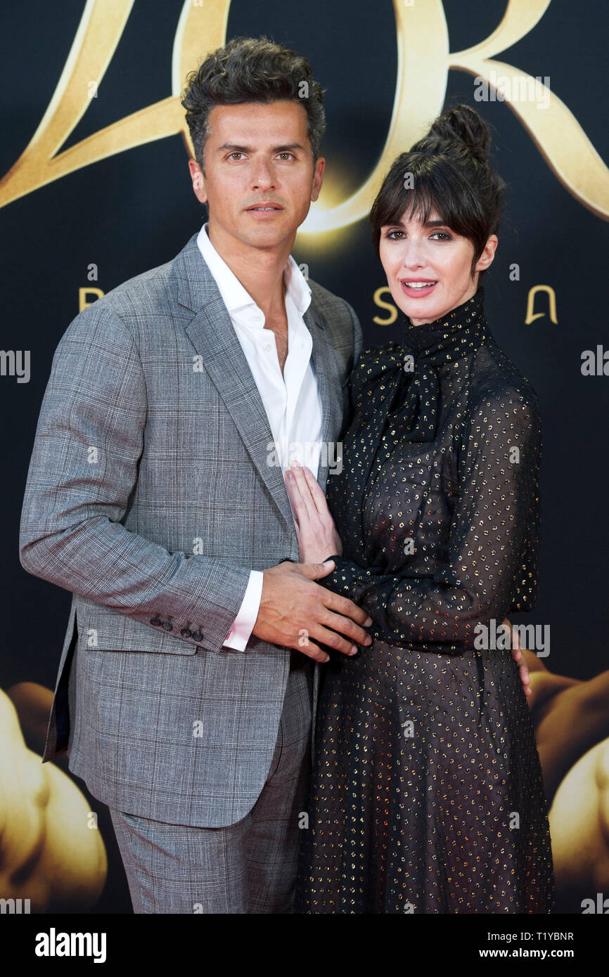 Madrid, Spain. 27th Mar, 2019. Paz Vega with husband Orson Salazar at the presentation of the L'Or Barista coffee machine at the Real Academia de Bellas Artes. Madrid, 27.03.2019 | usage worldwide Credit: dpa/Alamy Live News Stock Photo