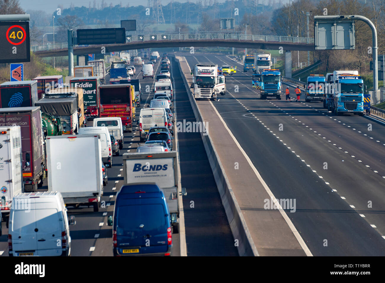 Knutsford UK 29th Mar 2019 M6 Closed By Accident On The Southbound 