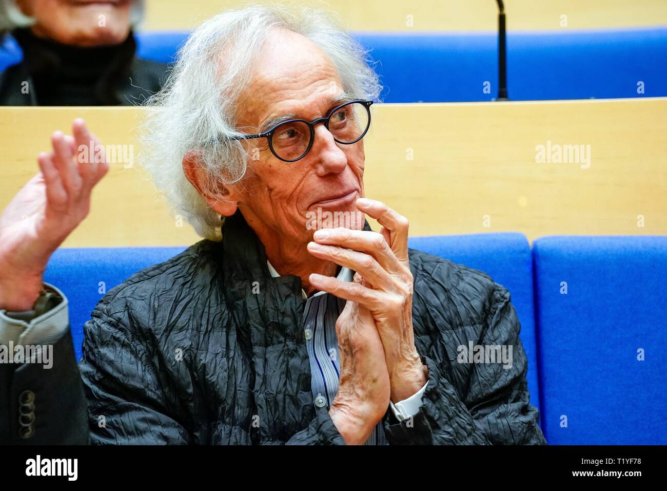 27.03.2019, the Konrad Adenauer Foundation in Berlin honors the Bulgarian artist Christo in Berlin. Christo, whose full name is Christo Vladimirov Yashevew, together with his wife Jeanne-Claude, was responsible for the Berlin Reichstag in 1995. The artist at the event. | usage worldwide Stock Photo