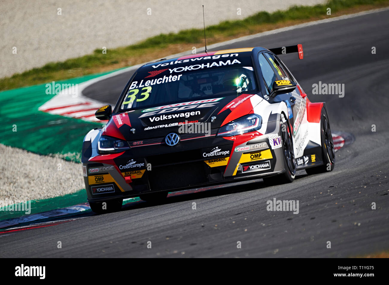 Circuit de Barcelona-Catalunya, Barcelona, Spain. 29th Mar, 2019. FIA World  Touring Championship, testing day 2; Benjamin Leuchter (DEU), Volkswagen  Golf GTI TCR in action during the WTCR official test Credit: Action Plus