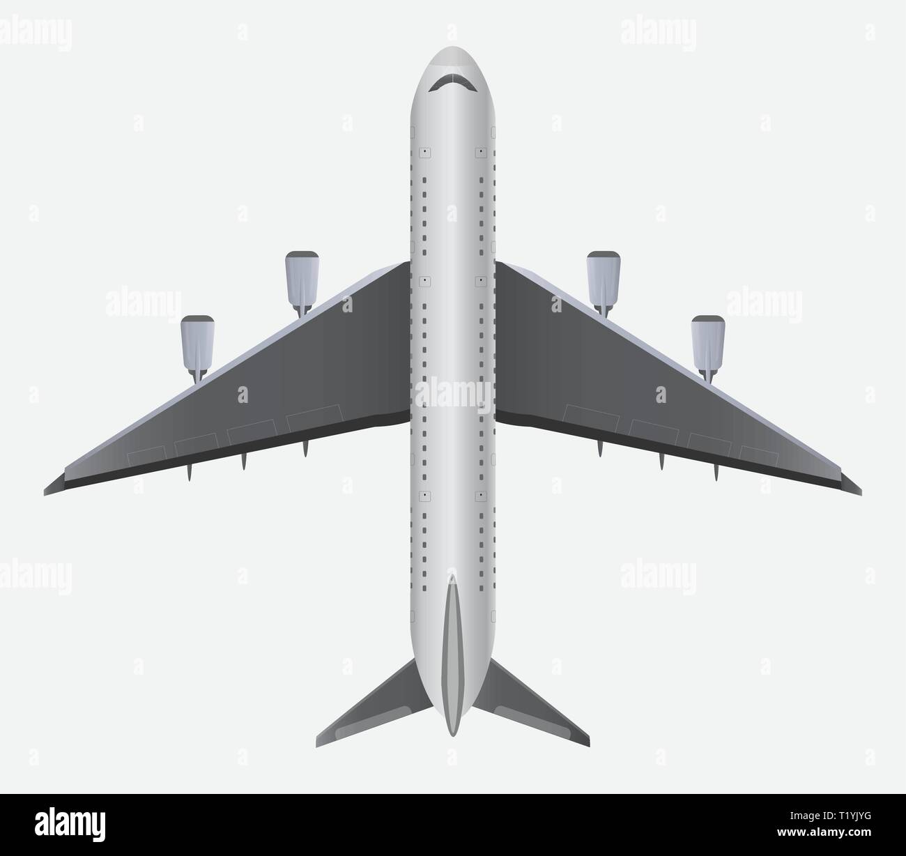 Top View of Double Deck Four Engine Passenger Airplane Vector Stock ...