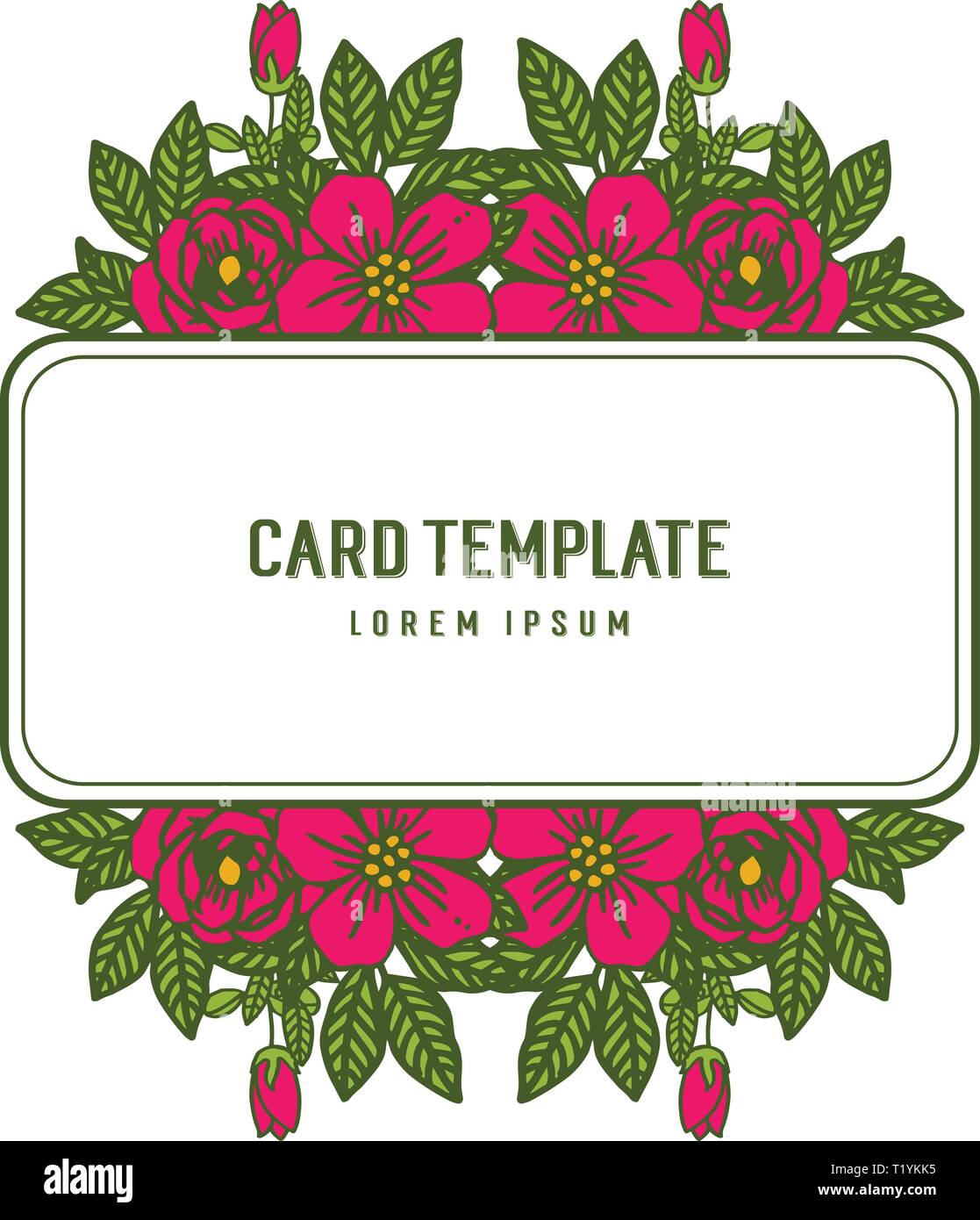 Vector illustration wreath frame blooms for decor of card template hand ...