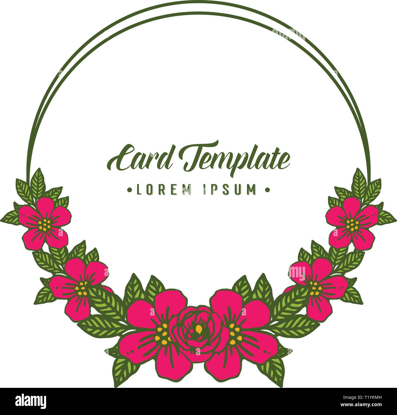 Vector illustration wreath frame blooms for decor of card template hand ...