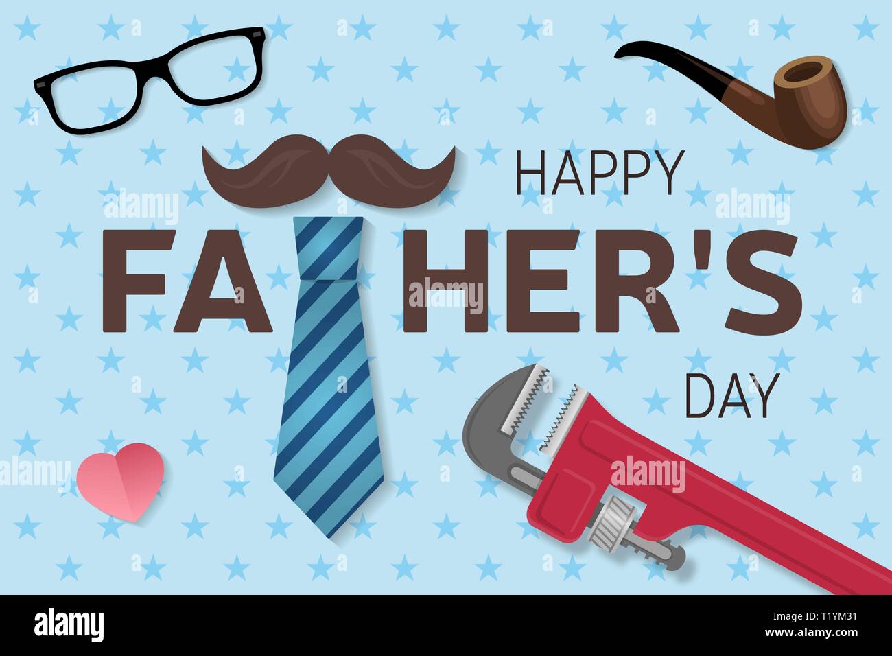 Happy Fathers Day greeting card. Happy Fathers Day poster. Vector illustration. Stock Vector