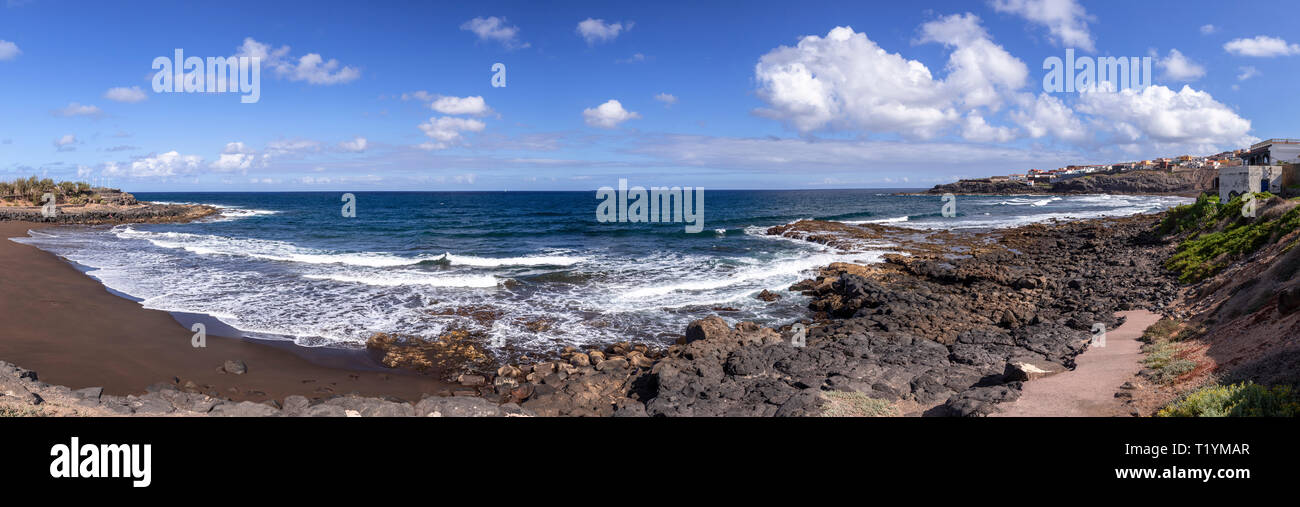 Volcanic shoreline at La Garita, Gran Canaria, Canary Islands Stock Photo