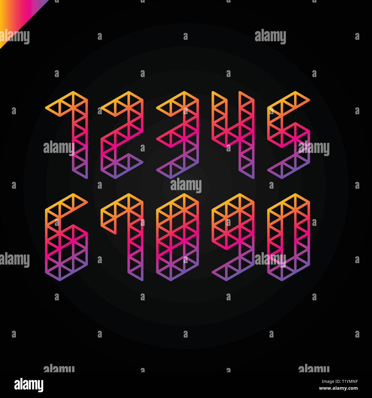 Collection Of The Rainbow Gradient Isometric Sport Numbers Set With Triangle Vector Illustration Font Stock Vector Image Art Alamy