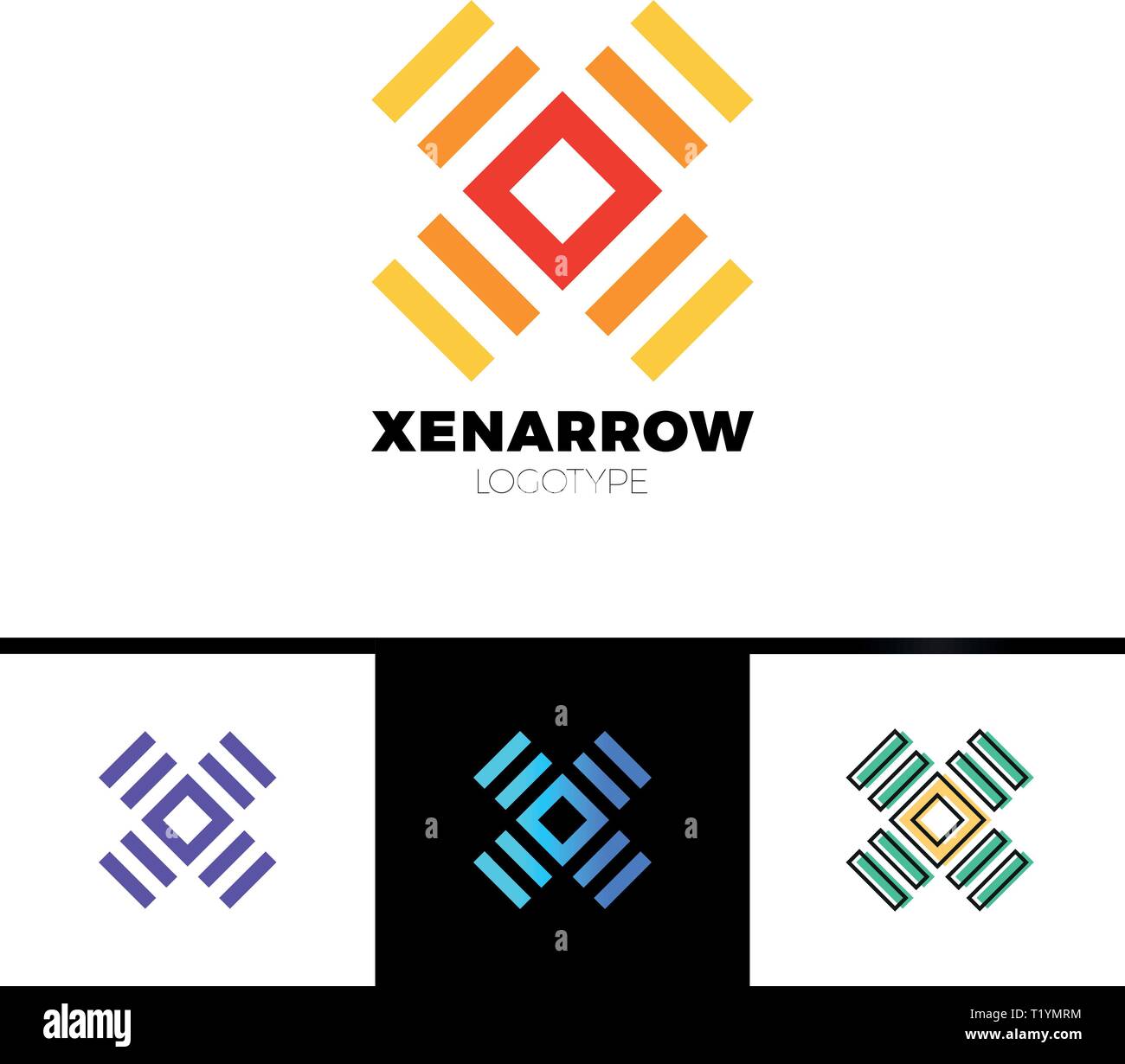 Simple Letter X logo. Square and line logotype Stock Vector