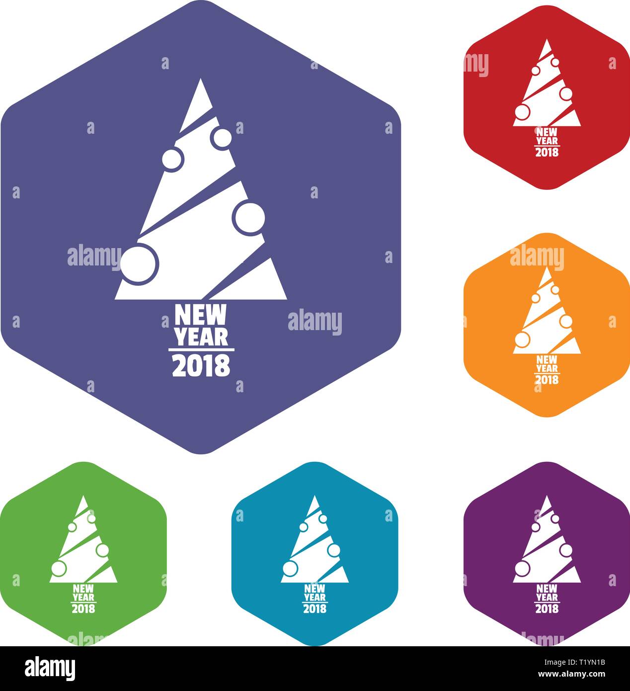 Modern christmas tree icons vector hexahedron Stock Vector
