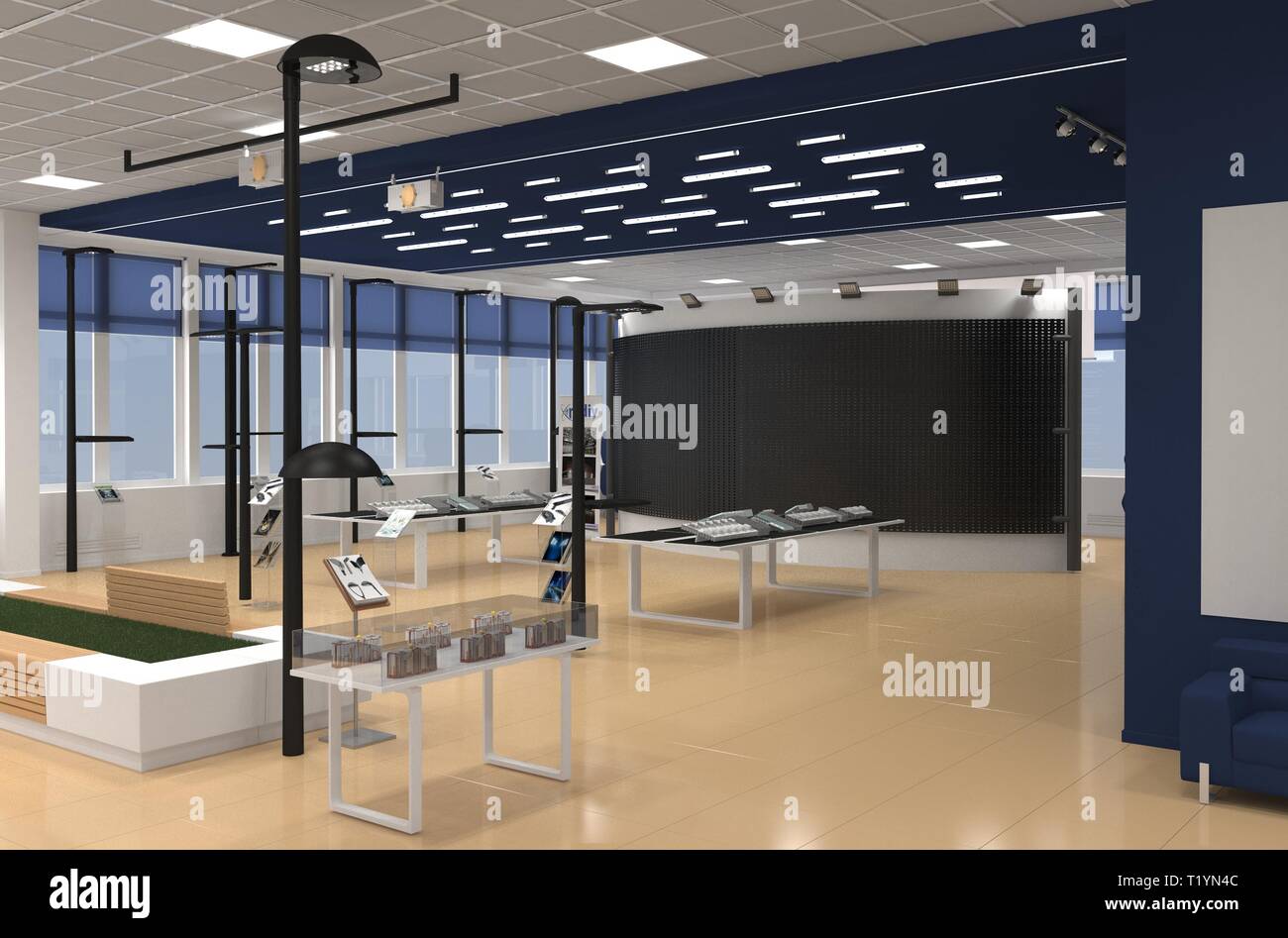 interior, exhibition hall, 3D illustration Stock Photo - Alamy