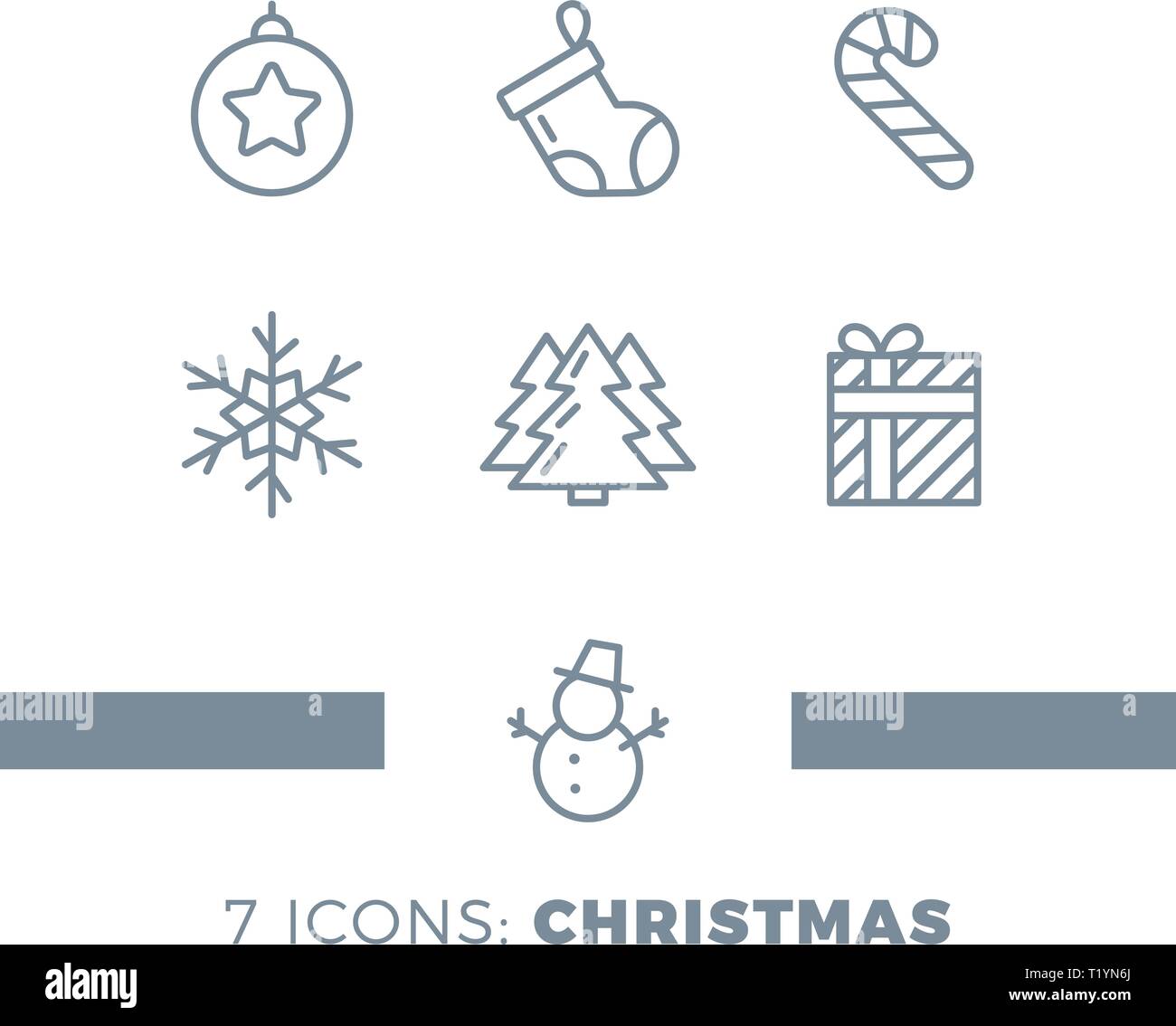 Modern Christmas holiday thin line flat design icons set Stock Vector