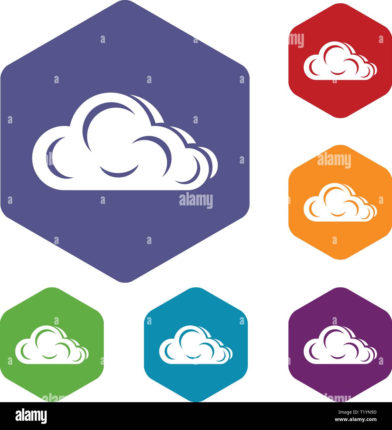Art cloud icons vector hexahedron Stock Vector