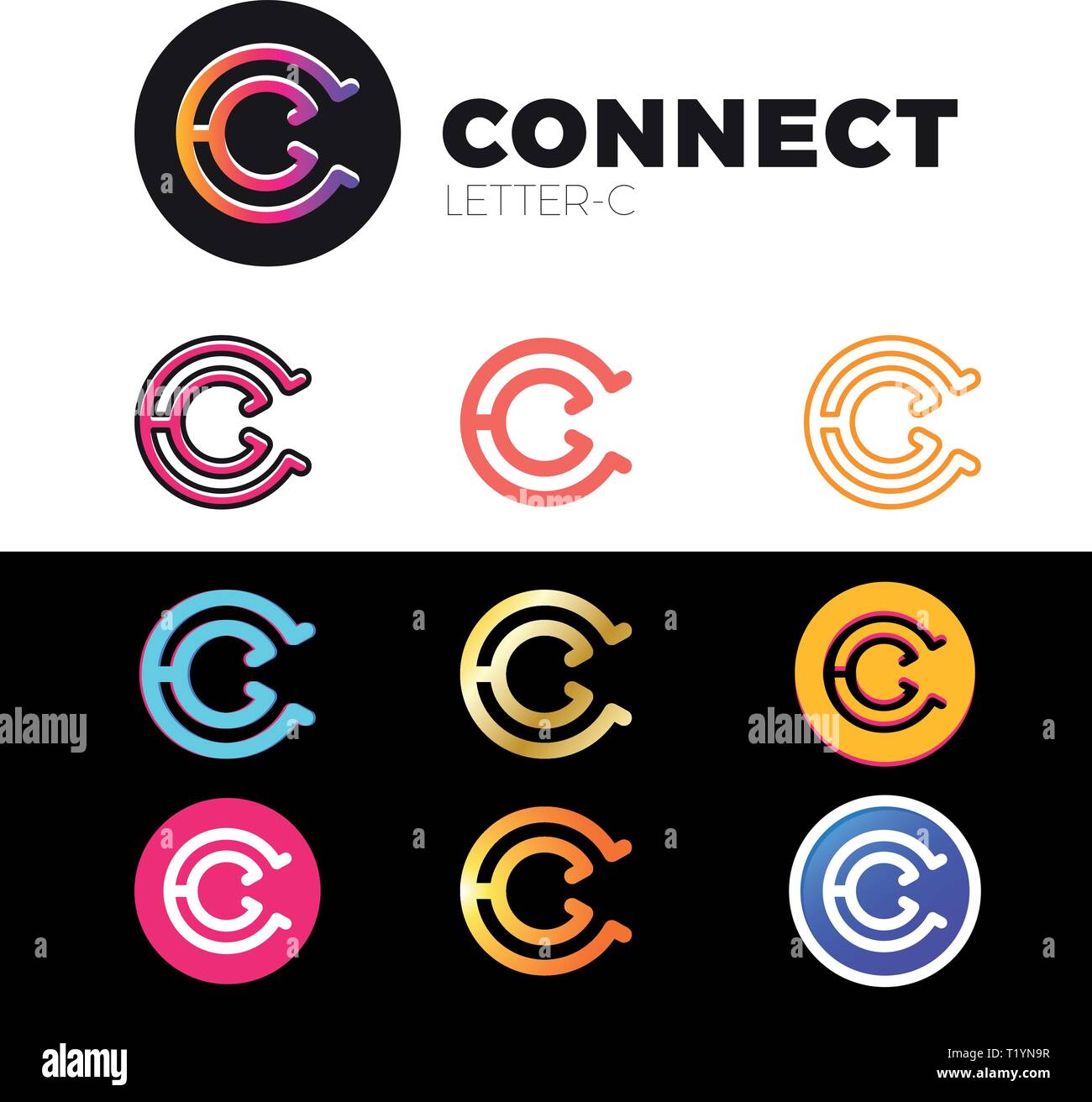 Letter C logo icon design template elements set or collection Stock Vector